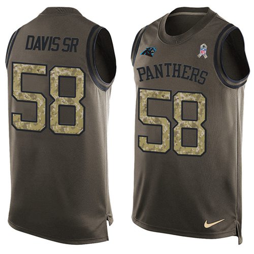 Nike Panthers #58 Thomas Davis Sr Green Men's Stitched NFL Limited Salute To Service Tank Top Jersey